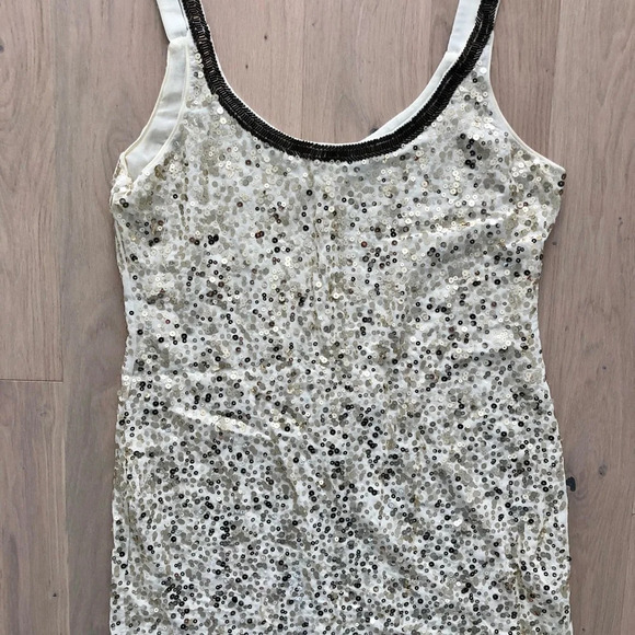 Bebe Cream with Gold Sparkle Dress - Picture 2 of 3